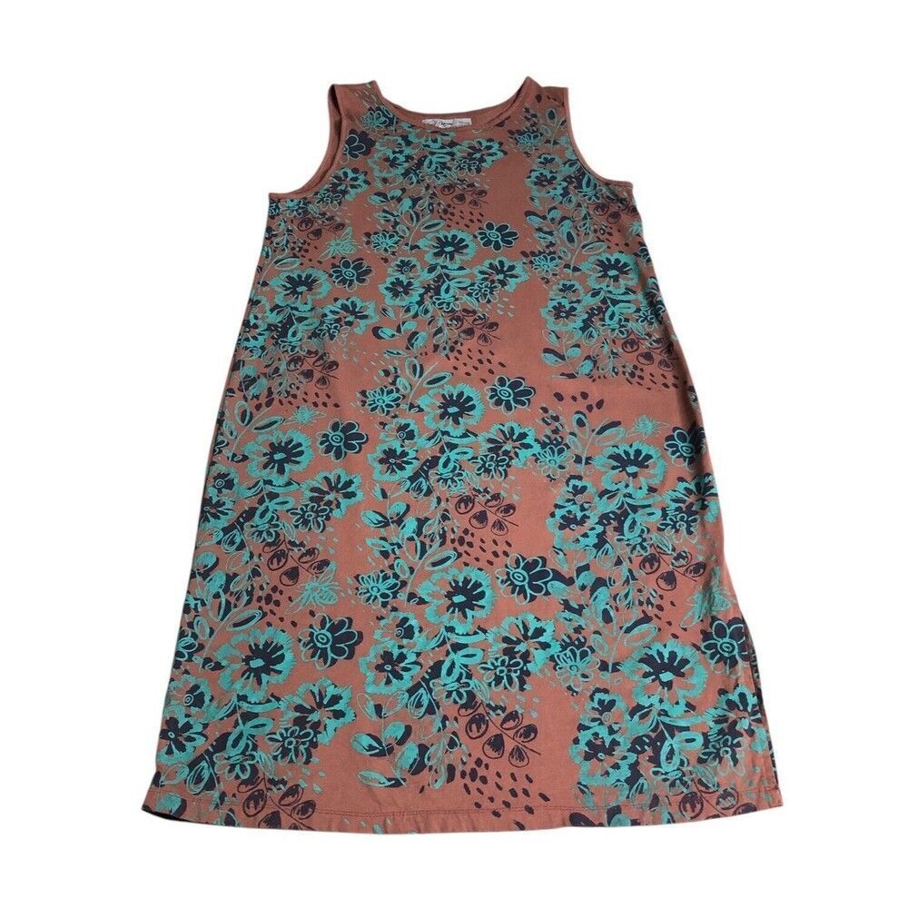 Plant Kween x‎ Tonle Dress Womens L Brown Handprinted Maxi Sleeveless Lagenlook